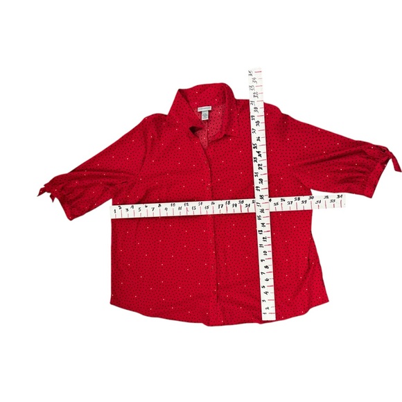 Catherine’s Red Heart Pattern button down shirt Sz 3X - Picture 3 of 4